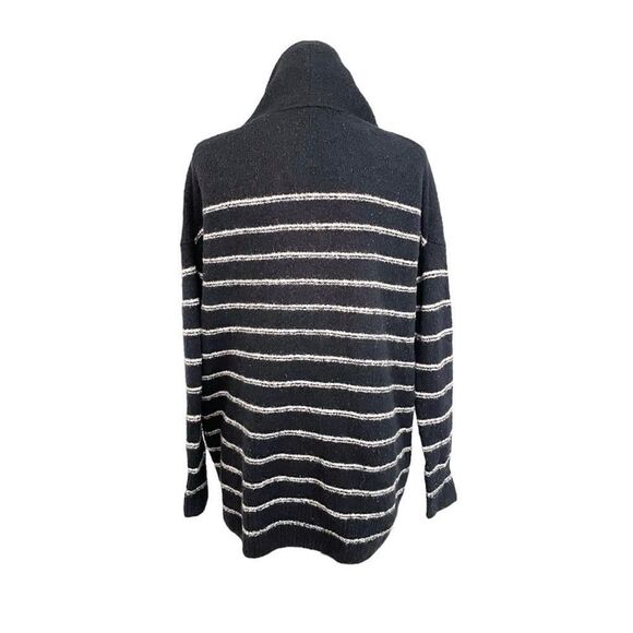 Vince Boucle Navy Blue White Striped Cardigan Open Front Small - Picture 7 of 7